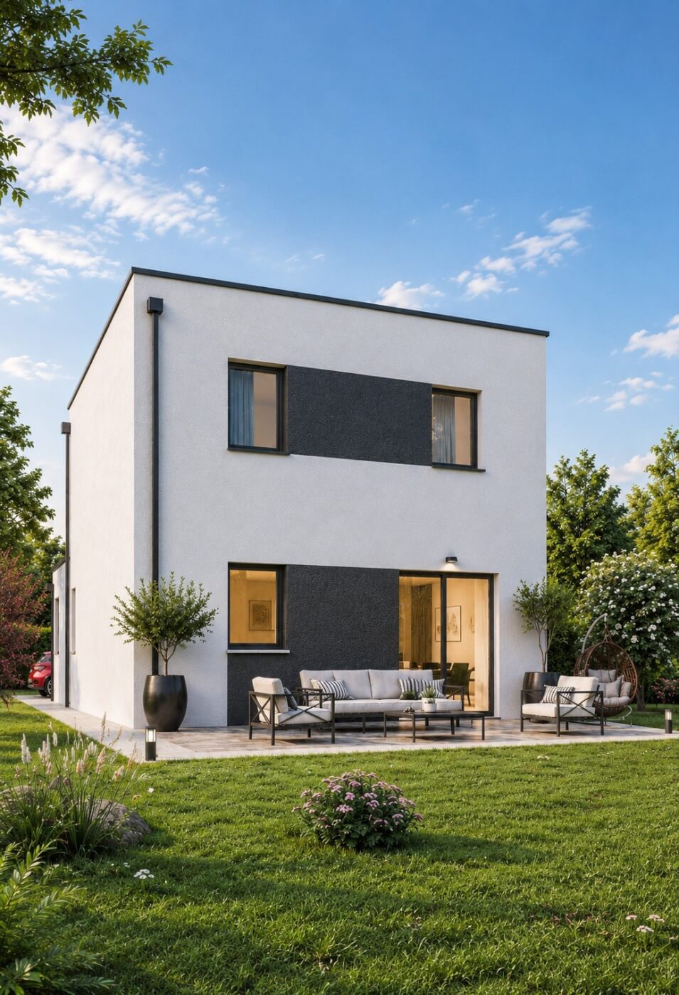 Maison à étage Maisons Arianne à toit plat avec terrasse
